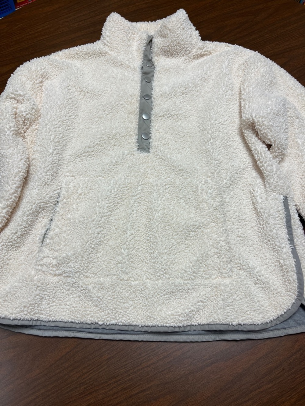 Carbon 2 Cobalt ivory snowfall faux shearling pullover jacket, size large